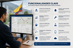 Que funcionalidades debe tener un sistema de gestión de flotas moderno para ser eficaz en Colombia