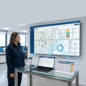 Gestión centralizada de flotas en un panel con mapa, mantenimientos e indicadores